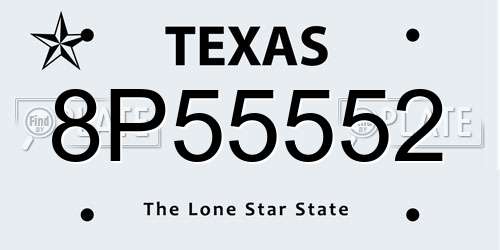 8P55552 Texas License Plate