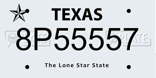 8P55557 Texas License Plate