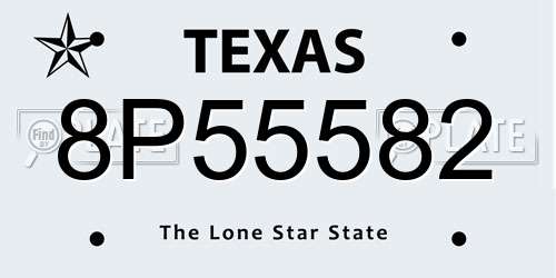 8P55582 Texas License Plate