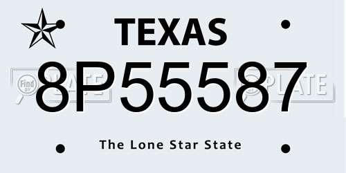 8P55587 Texas License Plate