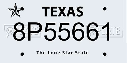 8P55661 Texas License Plate