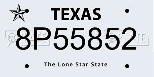 8P55852 Texas License Plate
