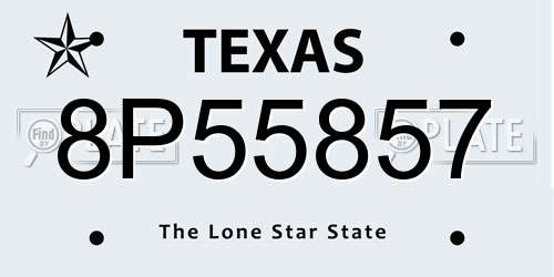 8P55857 Texas License Plate