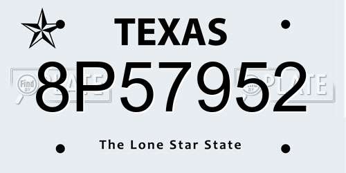 8P57952 Texas License Plate