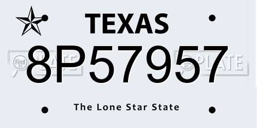 8P57957 Texas License Plate