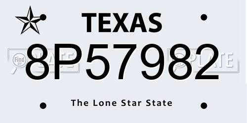 8P57982 Texas License Plate