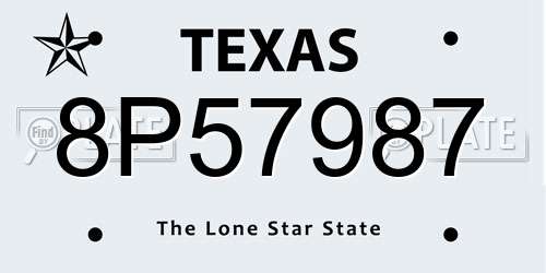 8P57987 Texas License Plate