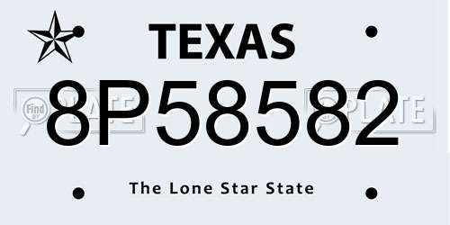 8P58582 Texas License Plate