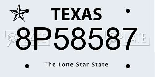 8P58587 Texas License Plate