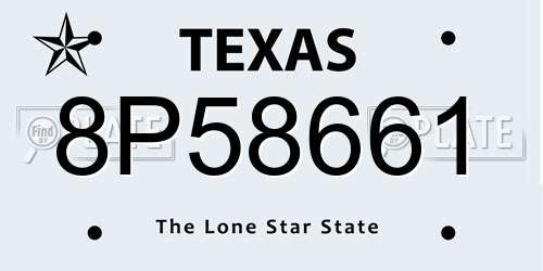 8P58661 Texas License Plate