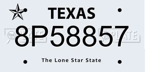 8P58857 Texas License Plate