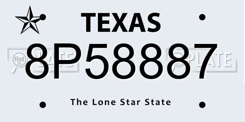 8P58887 Texas License Plate