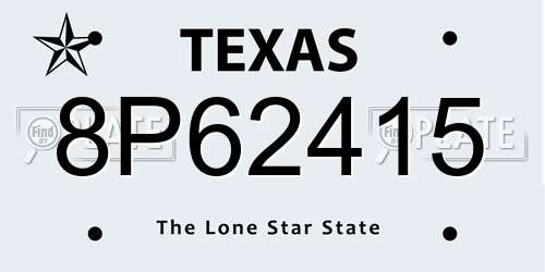 8P62415 Texas License Plate