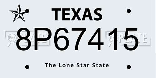 8P67415 Texas License Plate