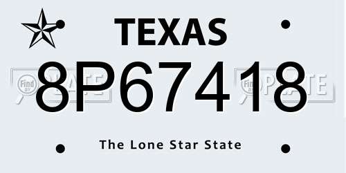 8P67418 Texas License Plate