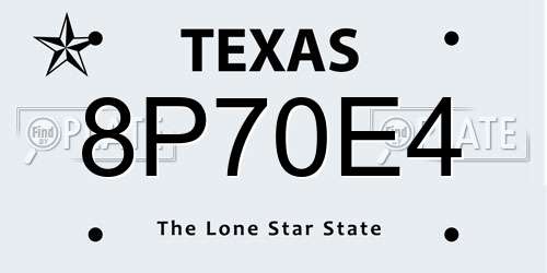 8P70E4 Texas License Plate