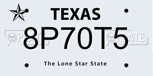 8P70T5 Texas License Plate