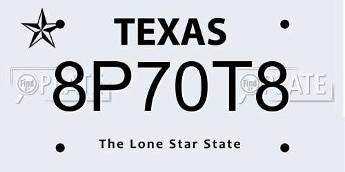 8P70T8 Texas License Plate