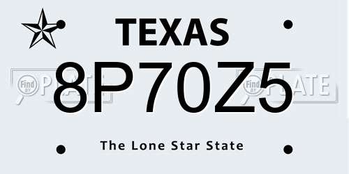 8P70Z5 Texas License Plate