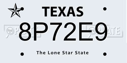 8P72E9 Texas License Plate