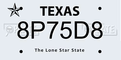 8P75D8 Texas License Plate