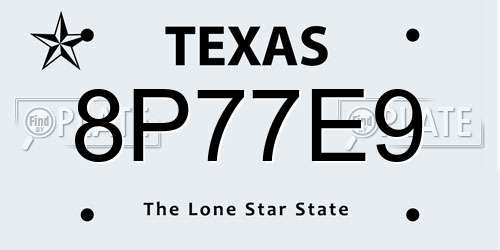 8P77E9 Texas License Plate
