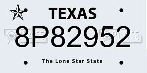 8P82952 Texas License Plate