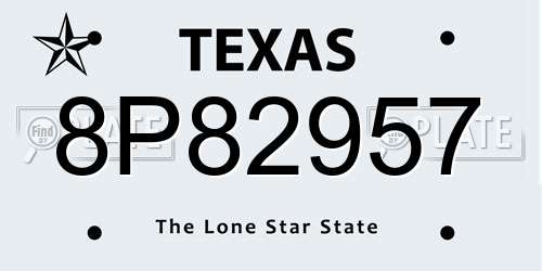8P82957 Texas License Plate