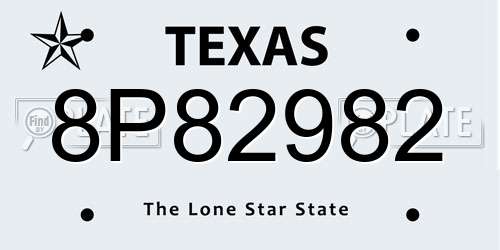 8P82982 Texas License Plate