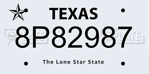 8P82987 Texas License Plate