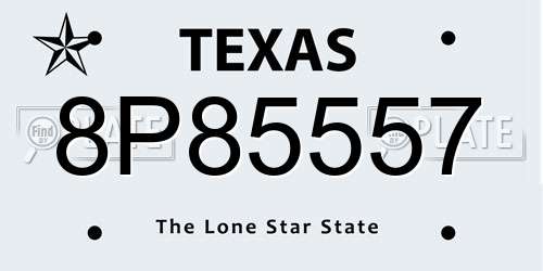 8P85557 Texas License Plate