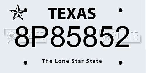 8P85852 Texas License Plate
