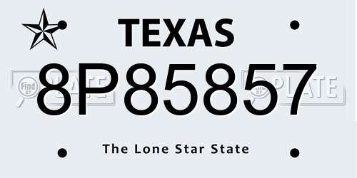 8P85857 Texas License Plate