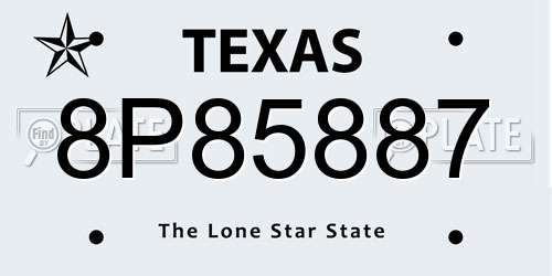8P85887 Texas License Plate