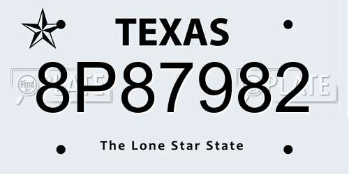 8P87982 Texas License Plate