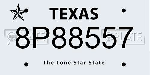 8P88557 Texas License Plate