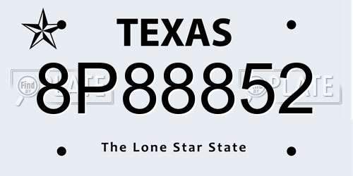 8P88852 Texas License Plate