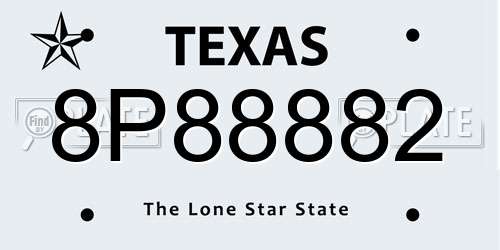 8P88882 Texas License Plate