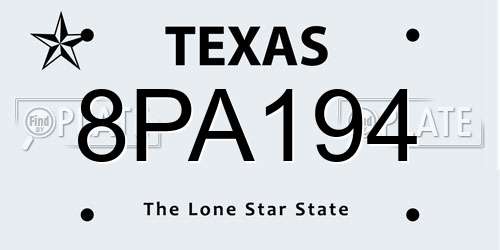 8PA194 Texas License Plate