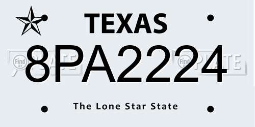 8PA2224 Texas License Plate