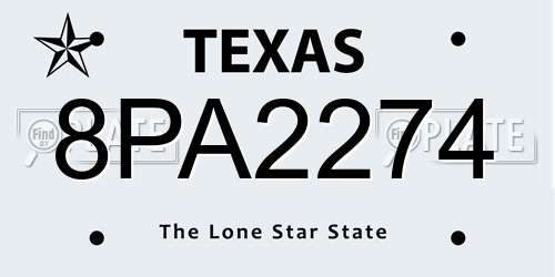 8PA2274 Texas License Plate
