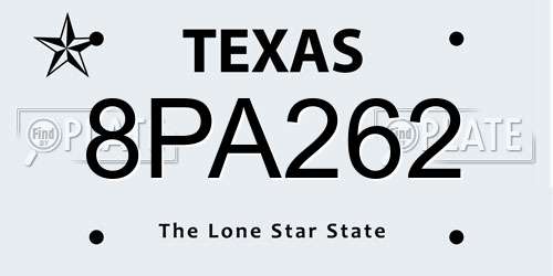 8PA262 Texas License Plate