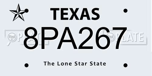 8PA267 Texas License Plate