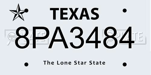 8PA3484 Texas License Plate