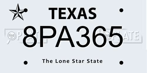 8PA365 Texas License Plate