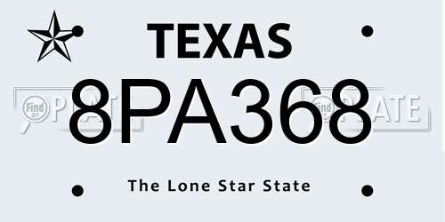 8PA368 Texas License Plate