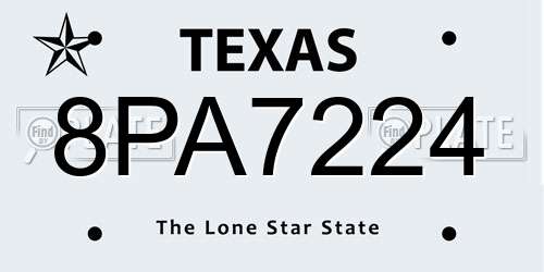 8PA7224 Texas License Plate