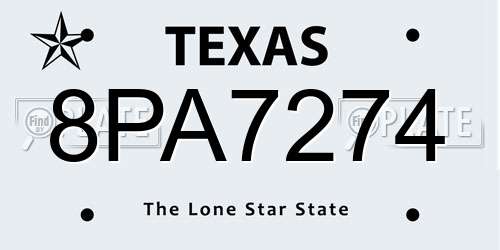 8PA7274 Texas License Plate