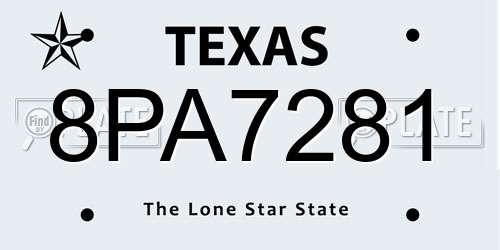 8PA7281 Texas License Plate