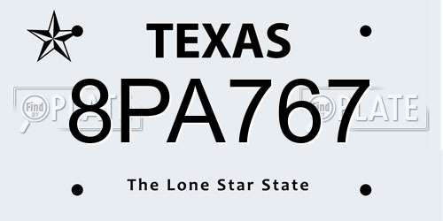8PA767 Texas License Plate
